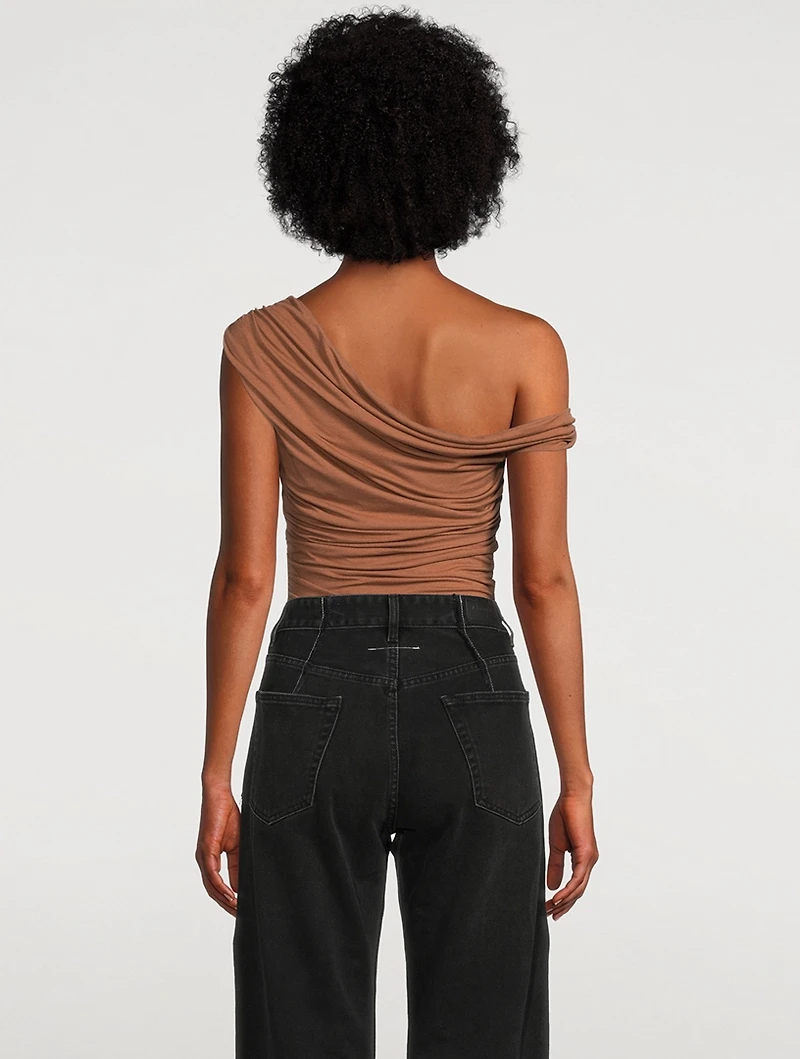 Hilma Asymmetric Ruched Bodysuit