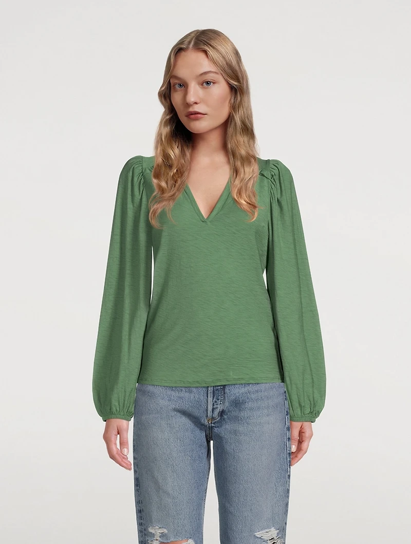 Claudine Yoked Long-Sleeve Top