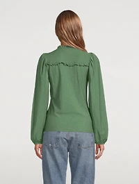 Claudine Yoked Long-Sleeve Top