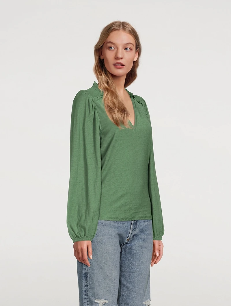 Claudine Yoked Long-Sleeve Top
