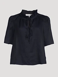 Tie-Neck Ruffled Blouse