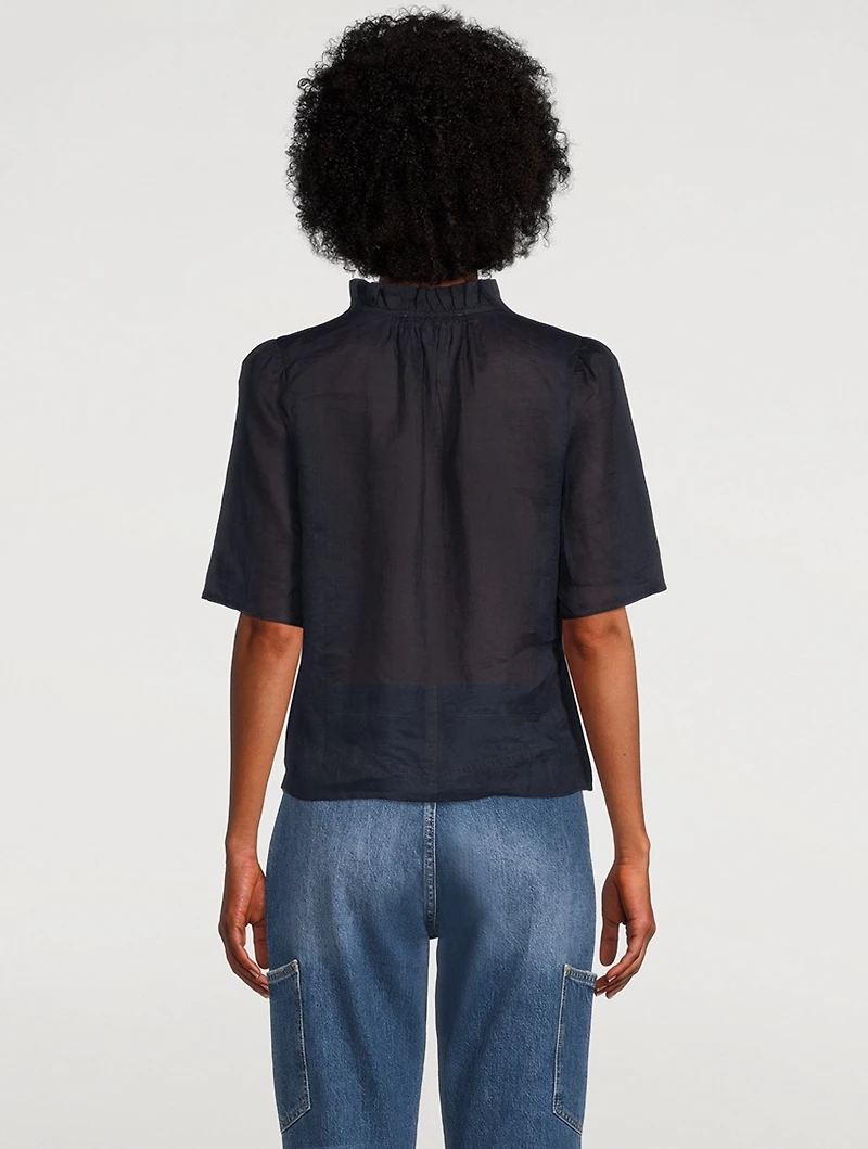 Tie-Neck Ruffled Blouse