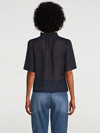 Tie-Neck Ruffled Blouse