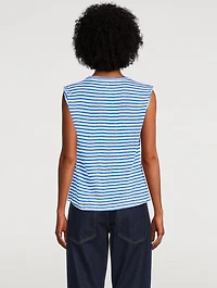 Rolled Muscle Tank Top Stripe Print