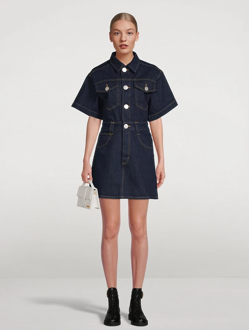 Oversized Detail Denim Dress