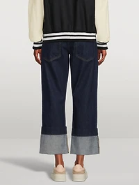Oversized Detail Straight-Leg Jeans