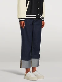 Oversized Detail Straight-Leg Jeans