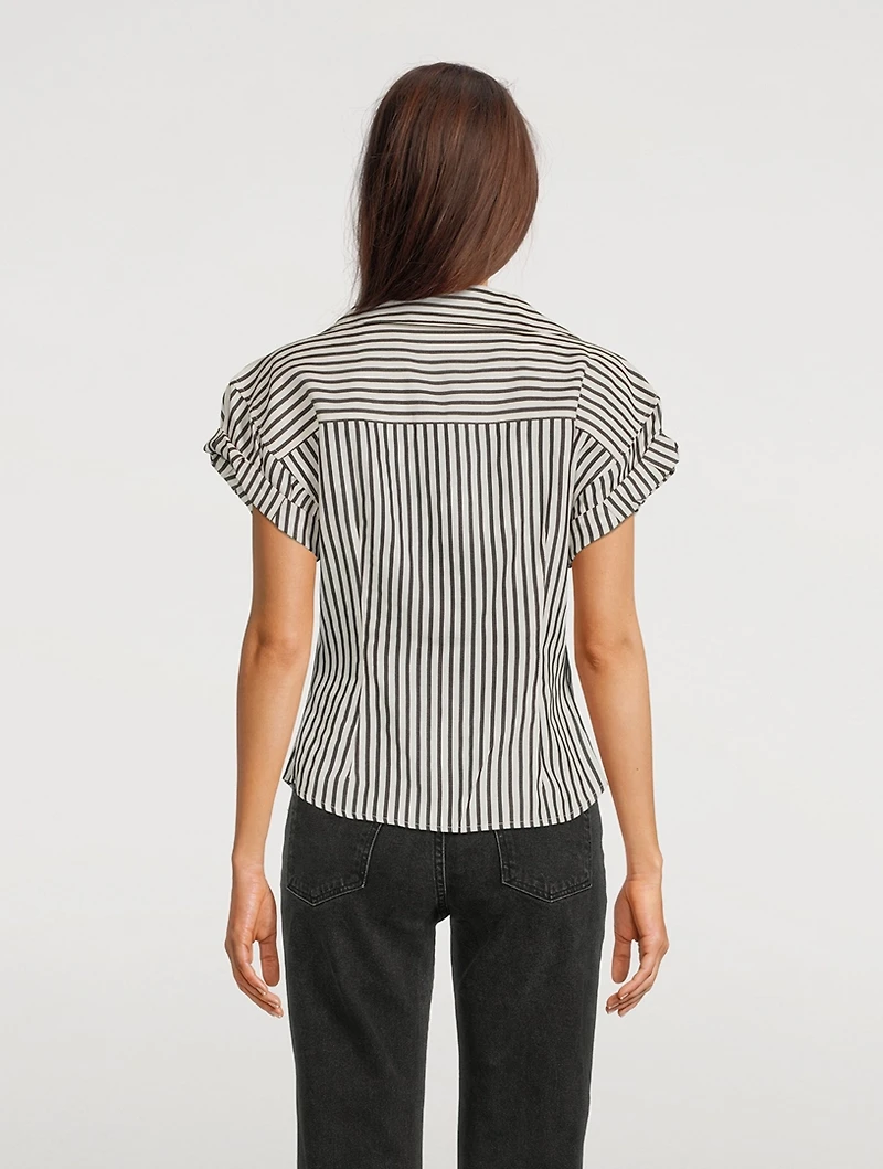 Ruched Shirt In Stripe Print