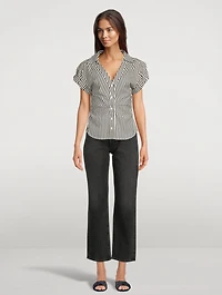 Ruched Shirt In Stripe Print