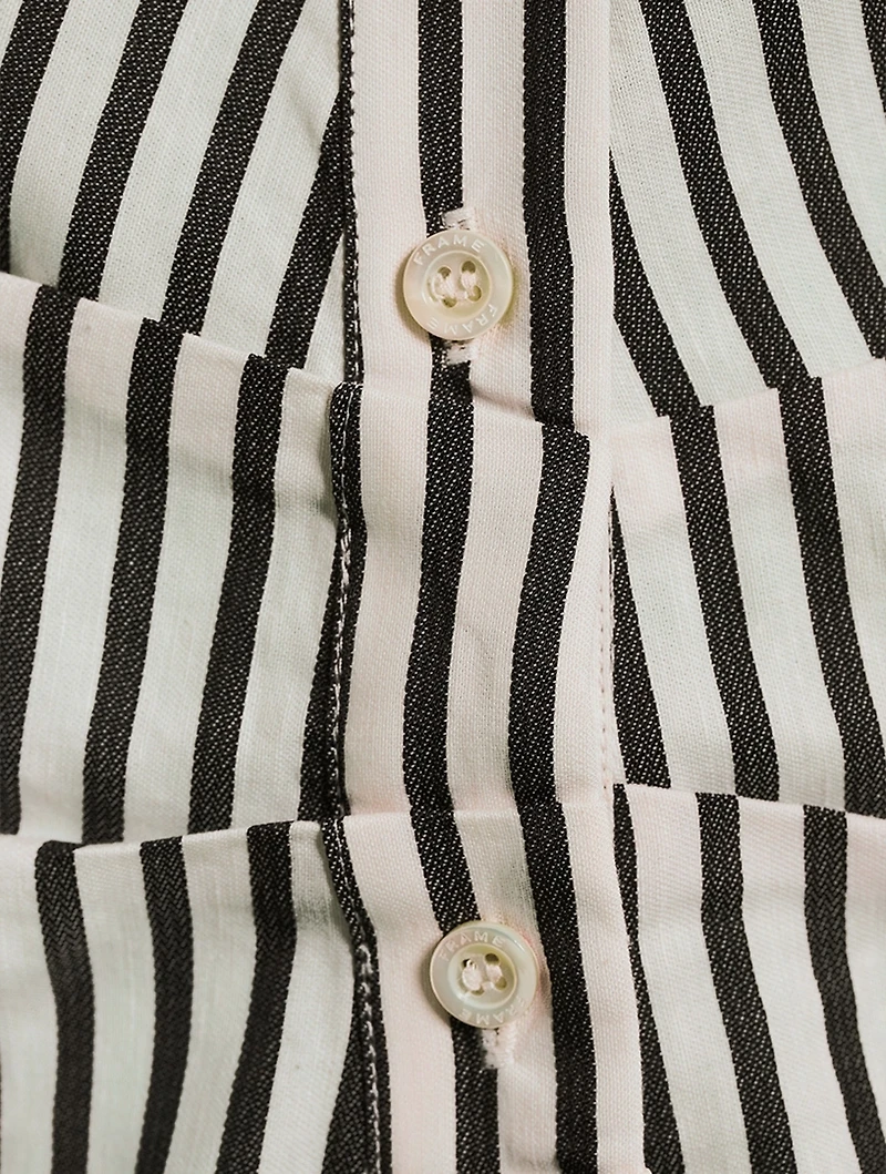 Ruched Shirt In Stripe Print
