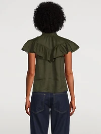 Ruffle Flounce Ramie Blouse