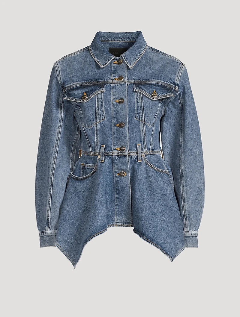Peplum-Hem Denim Jacket