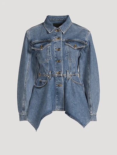Peplum-Hem Denim Jacket