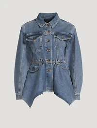 Peplum-Hem Denim Jacket