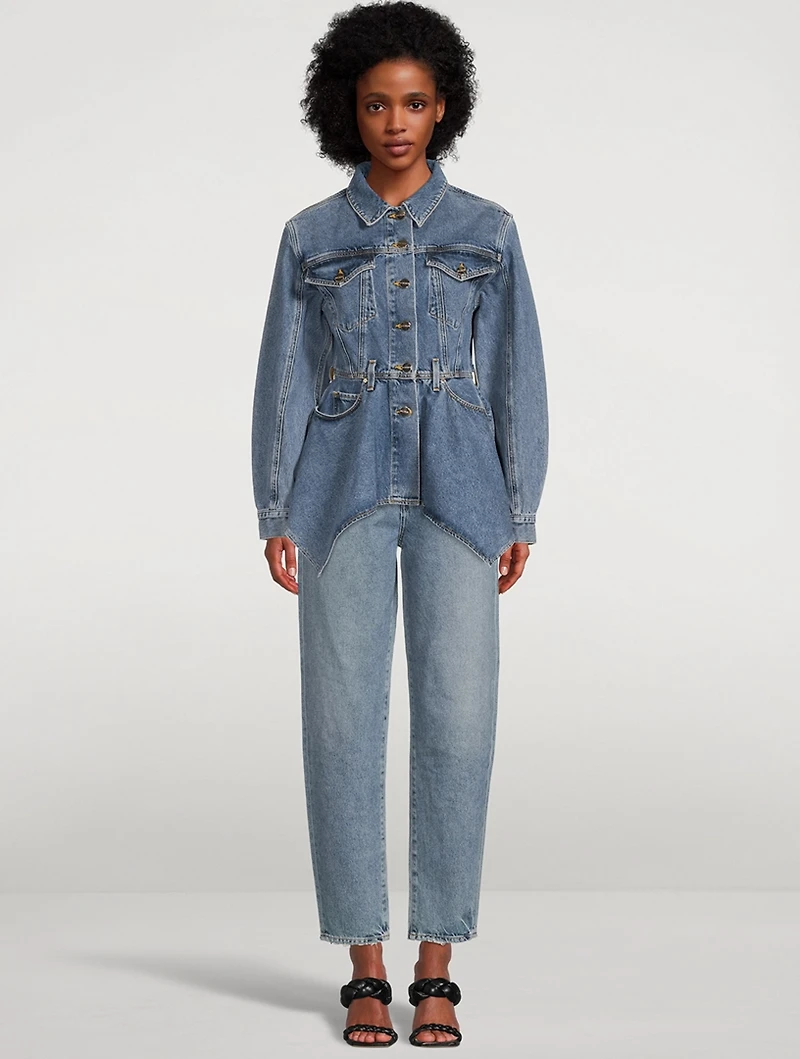 Peplum-Hem Denim Jacket