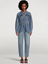 Peplum-Hem Denim Jacket