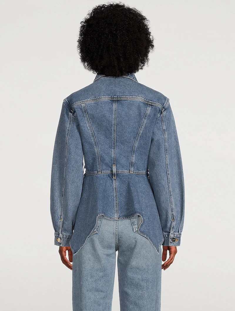 Peplum-Hem Denim Jacket
