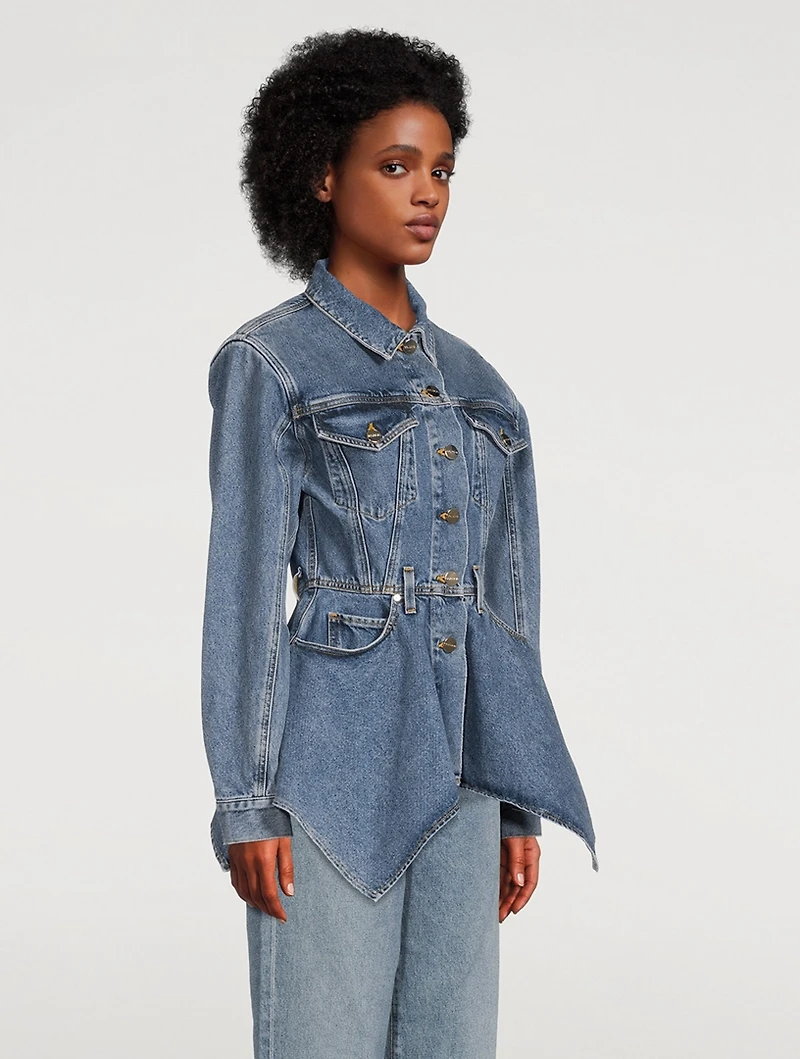 Peplum-Hem Denim Jacket