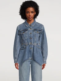 Peplum-Hem Denim Jacket