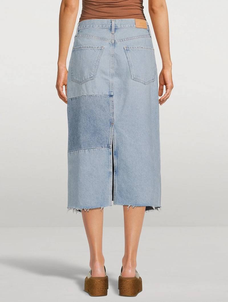 Bria Re-Worked Denim Midi Skirt