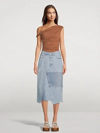 Bria Re-Worked Denim Midi Skirt