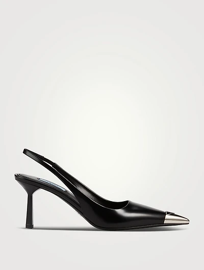 Cap-Toe Leather Slingback Pumps