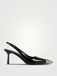 Cap-Toe Leather Slingback Pumps