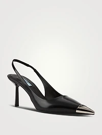 Cap-Toe Leather Slingback Pumps