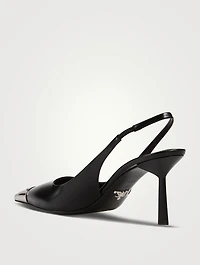 Cap-Toe Leather Slingback Pumps