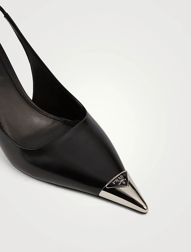 Cap-Toe Leather Slingback Pumps