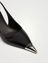 Cap-Toe Leather Slingback Pumps