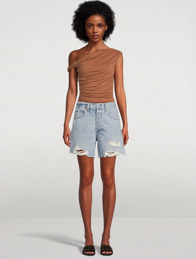 Elle V-Front Denim Shorts