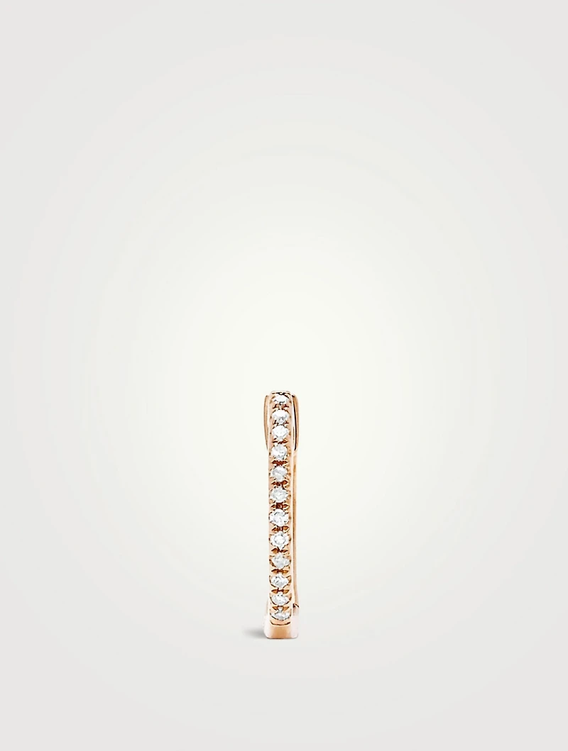 Mini 14K Rose Gold Huggie Hoop Earring With Diamonds