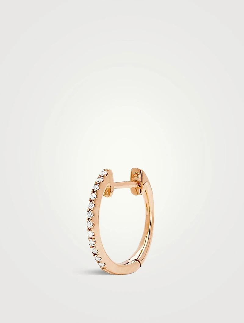 Mini 14K Rose Gold Huggie Hoop Earring With Diamonds