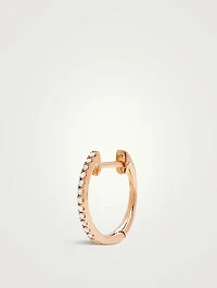 Mini 14K Rose Gold Huggie Hoop Earring With Diamonds