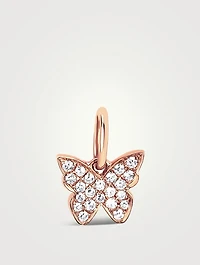 14K Rose Gold Butterfly Charm Pendant With Diamonds