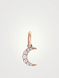 14K Rose Gold Moon Charm Pendant With Diamonds