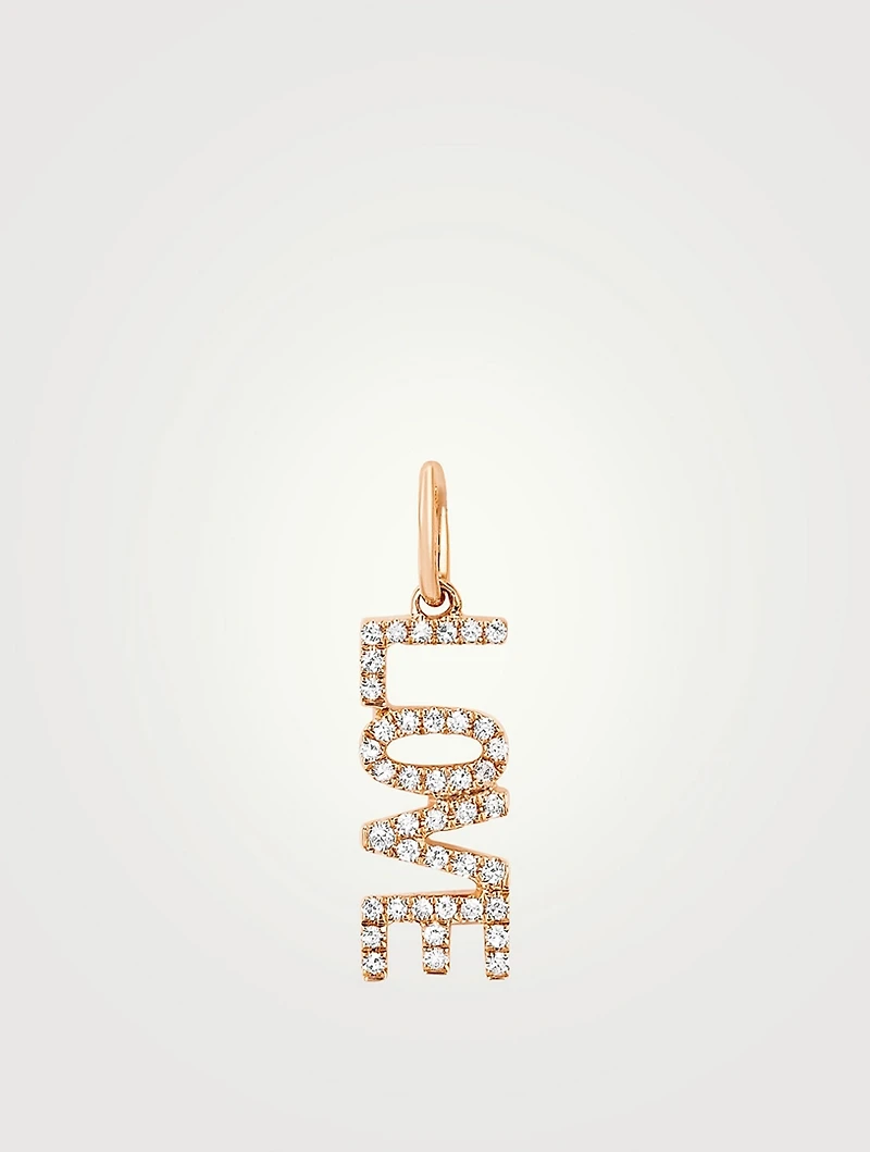 14K Rose Gold Love Charm Pendant With Diamonds