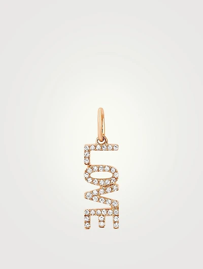 14K Rose Gold Love Charm Pendant With Diamonds