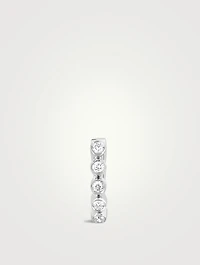 14K White Gold Bezel Huggie Hoop Earring With Diamonds
