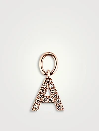 14K Rose Gold Diamond "A" Initial Huggie Charm