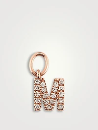 14K Rose Gold Diamond "M" Initial Huggie Charm