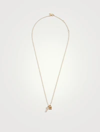 14K Gold Lock And Key Necklace With Diamonds