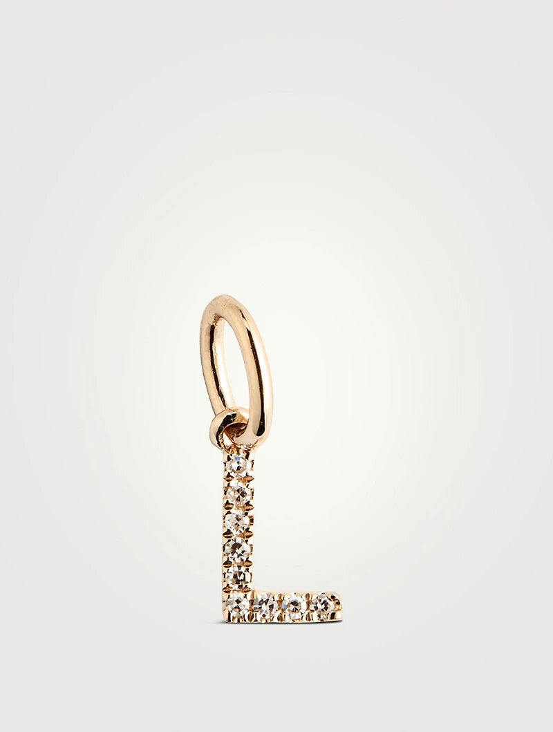 14K Gold Diamond "L" Initial Necklace Charm