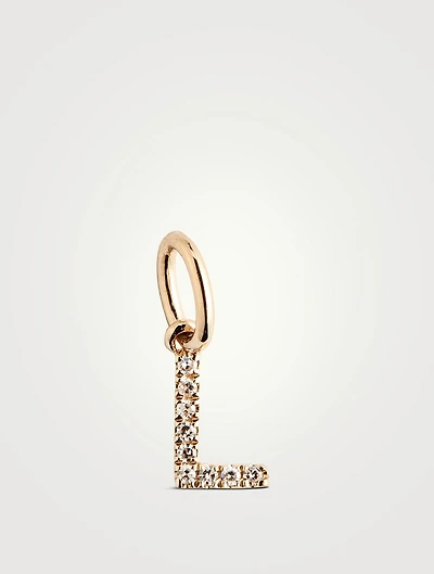 14K Gold Diamond "L" Initial Necklace Charm