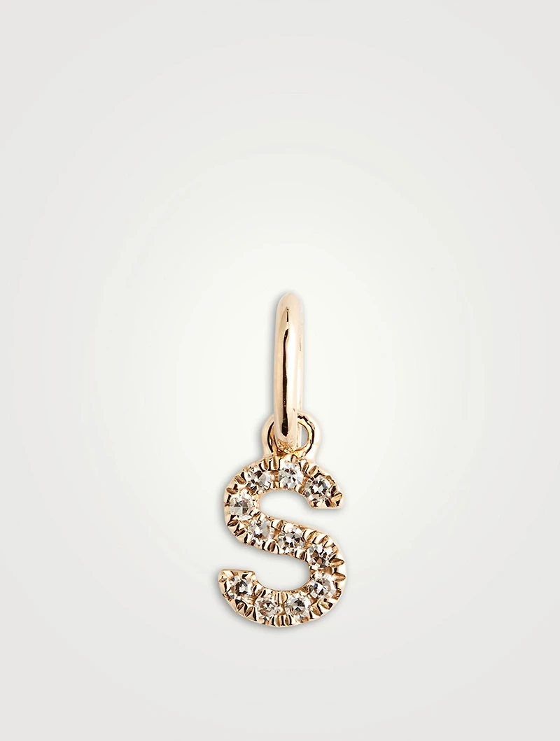 14K Gold Diamond "S" Initial Necklace Charm
