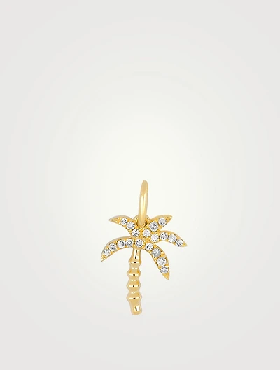14K Gold Wild Palm Charm Pendant With Diamonds
