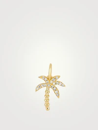 14K Gold Wild Palm Charm Pendant With Diamonds