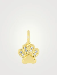 14K Gold Paw Necklace Charm Pendant With Diamonds