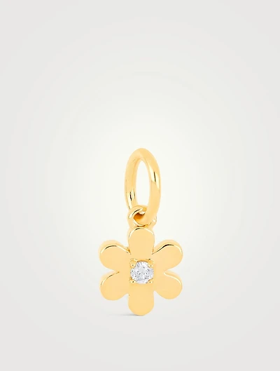 14K Gold Daisy Charm Pendant With Diamond